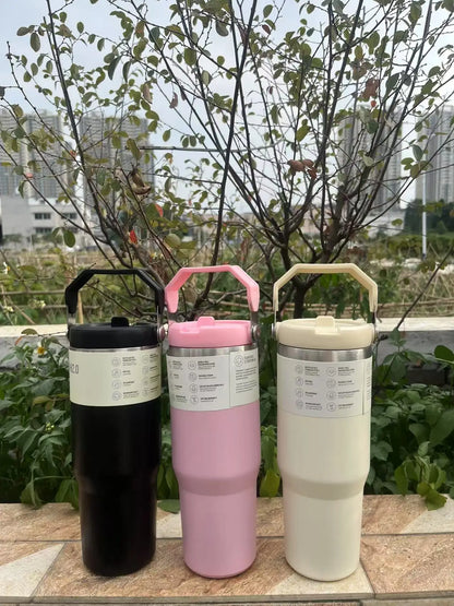 MINISO 30 oz Vacuum Thermos Cup with Treatment Double Layer Thermos Cup Stainless Steel Sports Water Bottle Hot and Cold Drinks