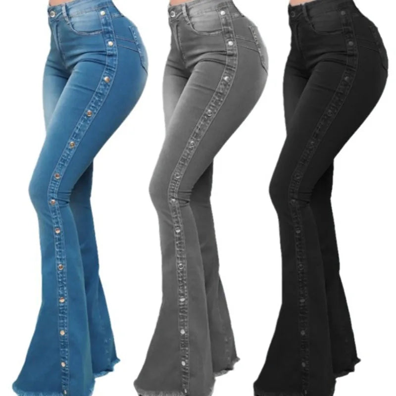 Crisluvᵀᴹ Women’s High-Waisted Elastic Wide-Leg Jeans