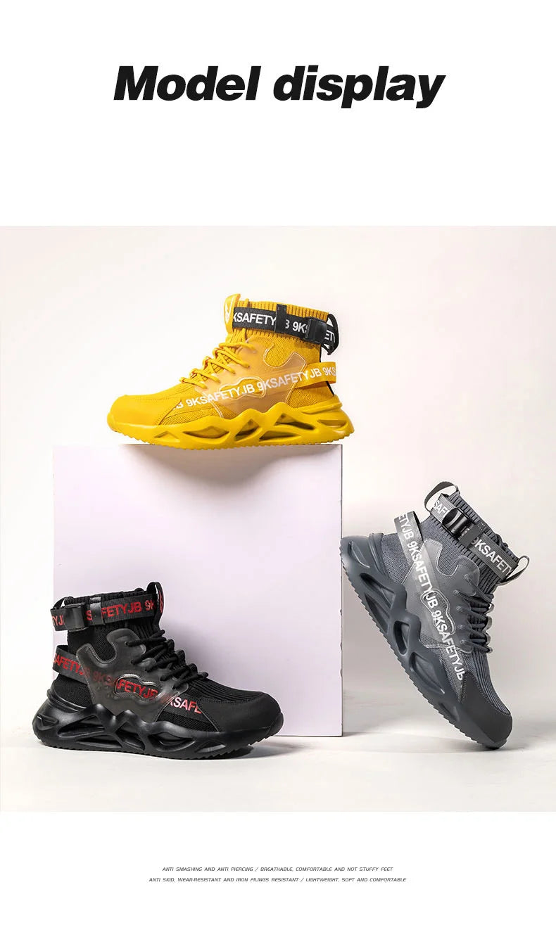 Steel Toe Safety Shoes Men Women Work Safety Boots Lightweight Breathable Comfortable Industrial Construction Sneakers Men Boots