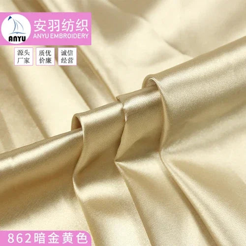 Stretch Satin Fabric By The Meter for Cheongsam Hanfu Dresses Sewing Plain Soft Skin-friendly High-density Cloth Thin Breathable