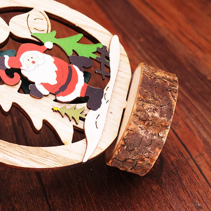 Christmas Decoration DIY Wooden Crafts Creative Ornaments Santa Claus Snowman Reindeer Christmas Desktop Decoration Gifts