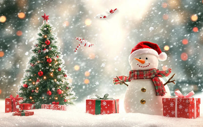 Christmas Decoration 2025 Photography Background Christmas Tree Snowman Photo Background Xmas Party Supplies Home Wall Banner