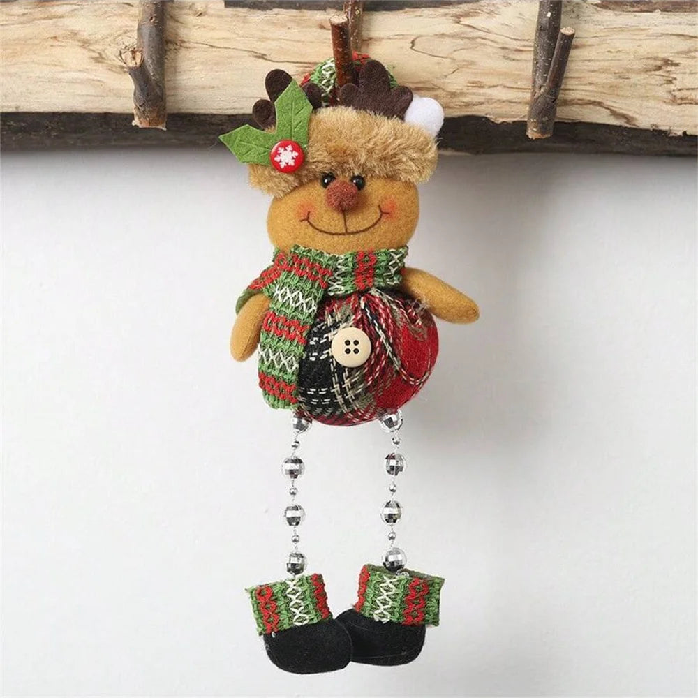 Christmas Tree Decorations, Plush Hanging Ornaments for Holiday Party, Santa Claus Snowman Reindeer Christmas Home Decoration