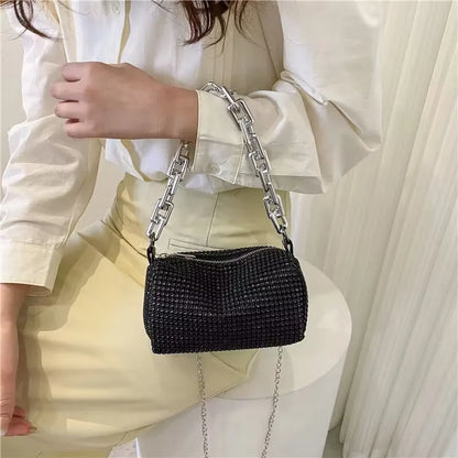 Allover Rhinestone Bucket Bag, Glitter Chain Prom Purse, Women&