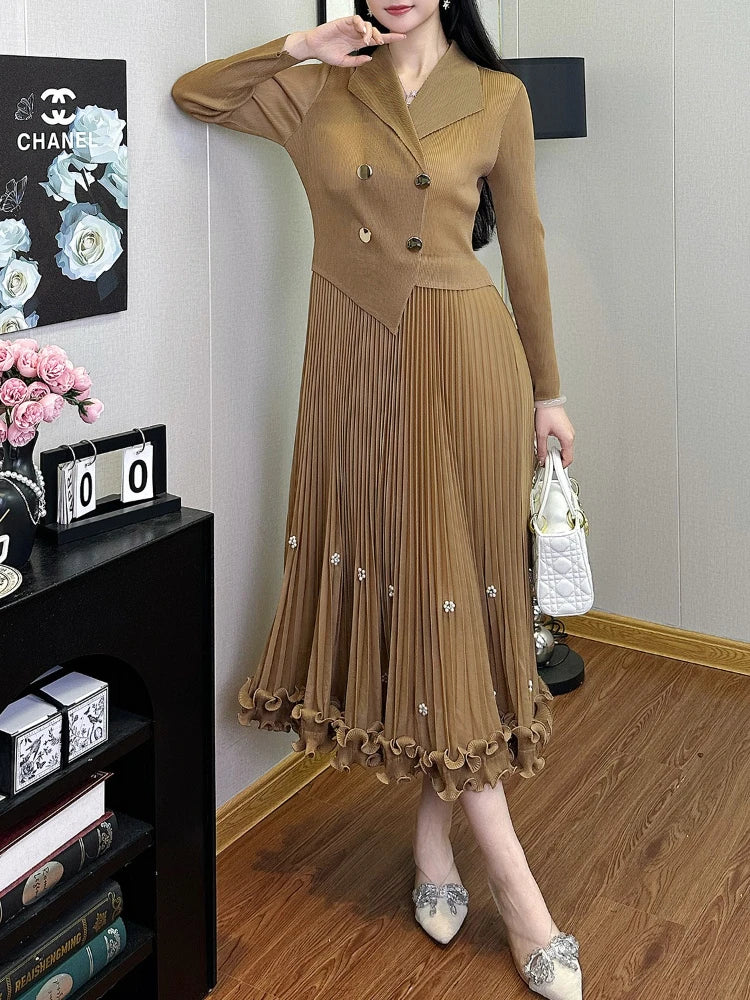 Pleated Long Dress Autumn Hot Sale Women&