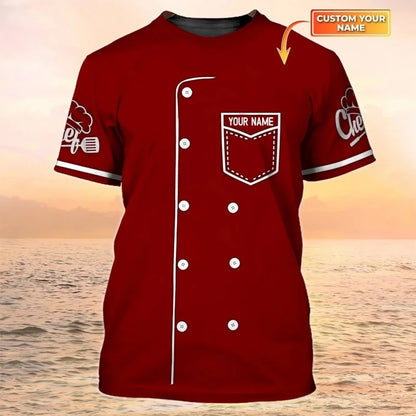 Chef Uniform Pattern T Shirt For Men Customized Name 3D Printed Tees Harajuku Short Sleeve Baggy Street Tops Cool T-shirts