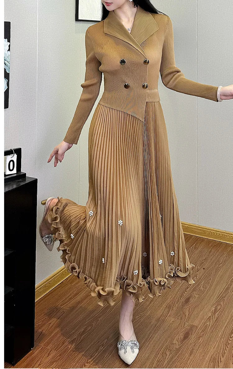 Pleated Long Dress Autumn Hot Sale Women&