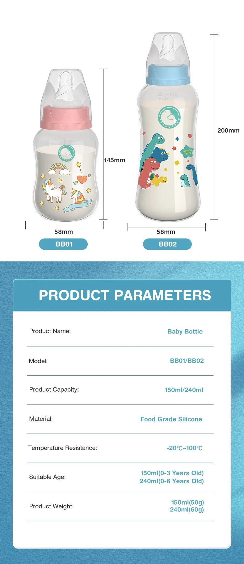 150240ML Baby PP Bottle with Gravity Ball &amp; Handle