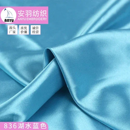 Stretch Satin Fabric By The Meter for Cheongsam Hanfu Dresses Sewing Plain Soft Skin-friendly High-density Cloth Thin Breathable