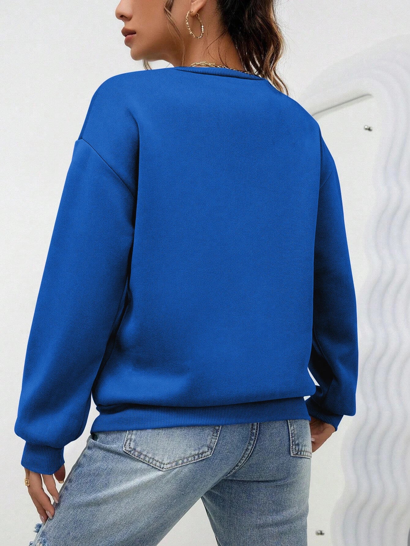 Women’s Casual Solid Color Hoodie – Loose Crewneck Autumn Pullover