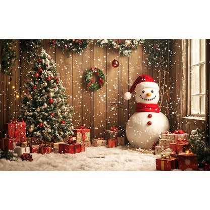 Christmas Decoration 2025 Photography Background Christmas Tree Snowman Photo Background Xmas Party Supplies Home Wall Banner