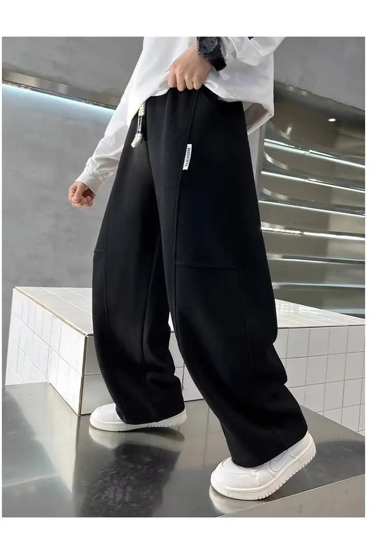 Crisluvᵀᴹ Boys Wide‑Leg Sweatpants 5–14Y – Elastic Waist Spring Streetwear Pants