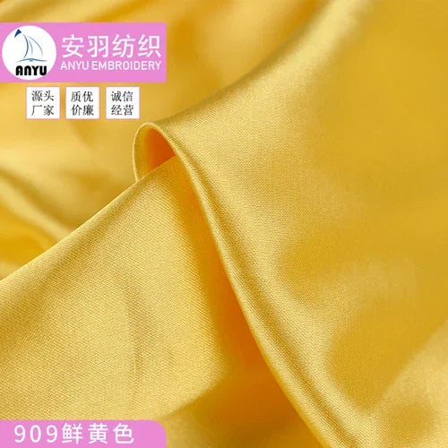 Stretch Satin Fabric By The Meter for Cheongsam Hanfu Dresses Sewing Plain Soft Skin-friendly High-density Cloth Thin Breathable