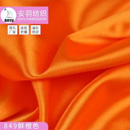 Stretch Satin Fabric By The Meter for Cheongsam Hanfu Dresses Sewing Plain Soft Skin-friendly High-density Cloth Thin Breathable