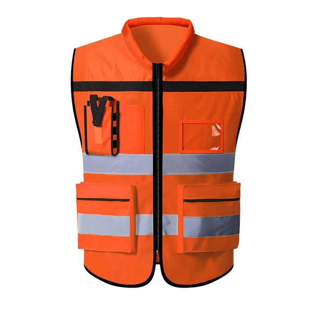 Custom LOGO Safety Vest for Men Work Vest with Pockets and Zipper Safety Construction Two Tone Workwear Vest Volunteer Uniform