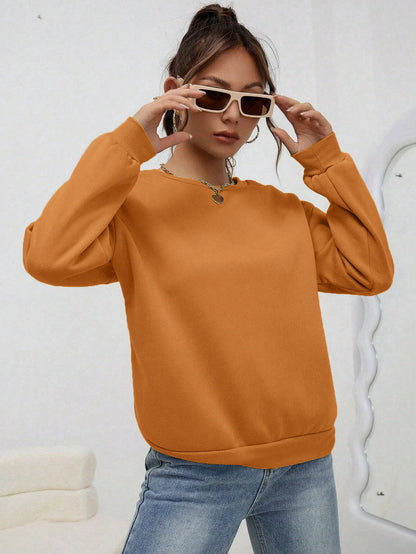 Women’s Casual Solid Color Hoodie – Loose Crewneck Autumn Pullover