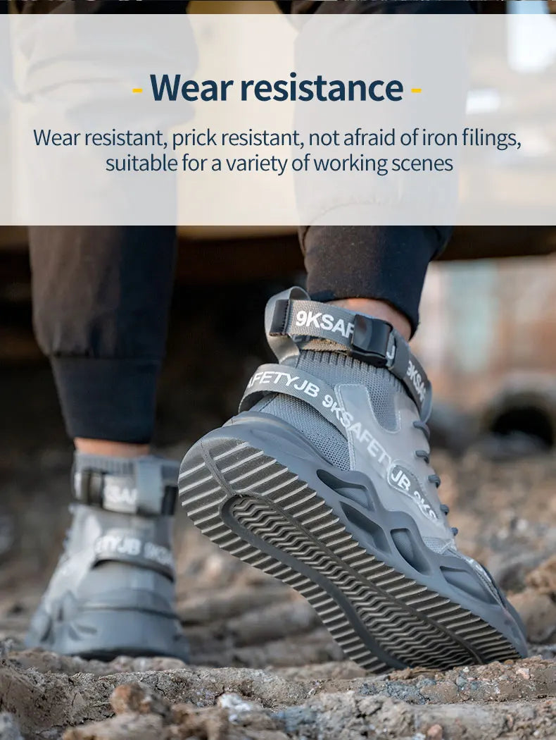 Steel Toe Safety Shoes Men Women Work Safety Boots Lightweight Breathable Comfortable Industrial Construction Sneakers Men Boots