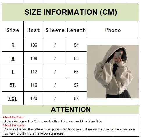 Women’s Zip-Up Hooded Hoodie – Autumn Winter Streetwear Crop Jacket  If you want: