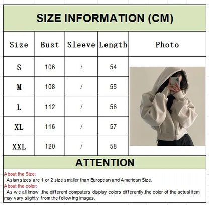 Women’s Zip-Up Hooded Hoodie – Autumn Winter Streetwear Crop Jacket  If you want: