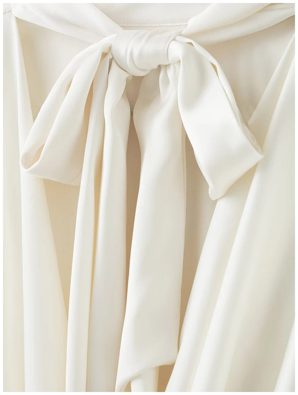 Womens Satin Textured Backless Blouse With Bow Detail Long Sleeves Elegant And Silky Women S Shirt Top For Everyday Casual Wear