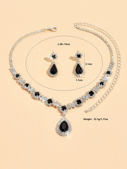 Crisluv™ Bridal Crystal Droplet Necklace &amp; Earrings Set – 3-Piece Elegant Design