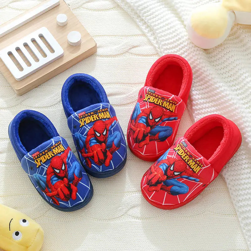 Cartoon Printed Spider-man Cotton Slippers For Children&