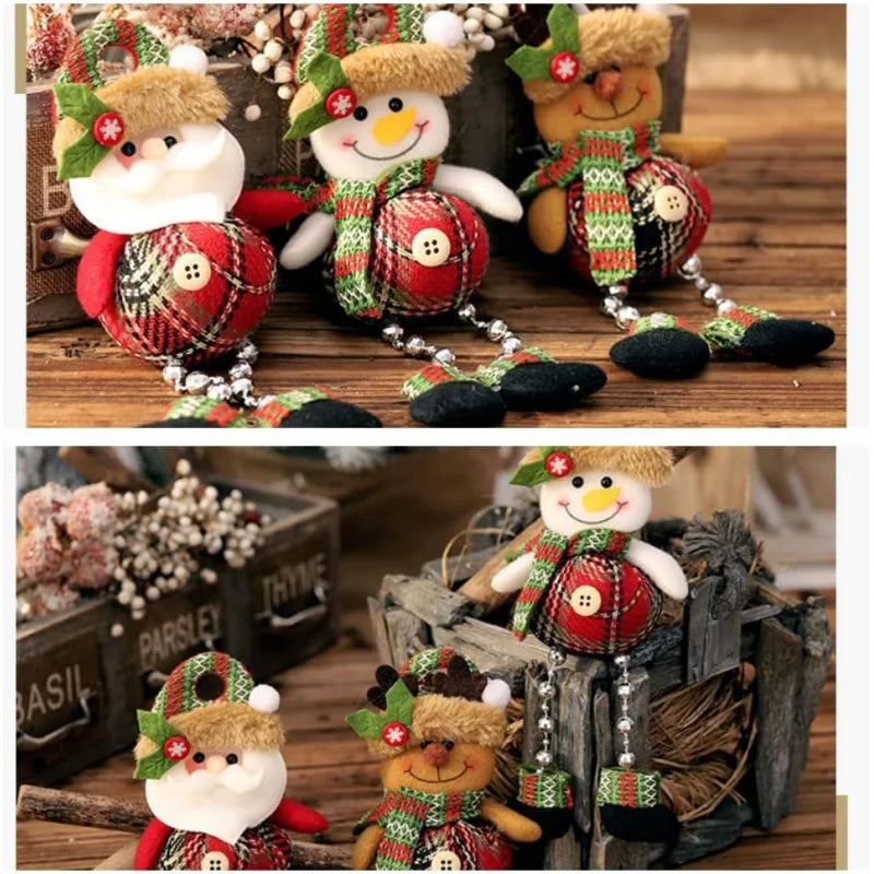Christmas Tree Decorations, Plush Hanging Ornaments for Holiday Party, Santa Claus Snowman Reindeer Christmas Home Decoration