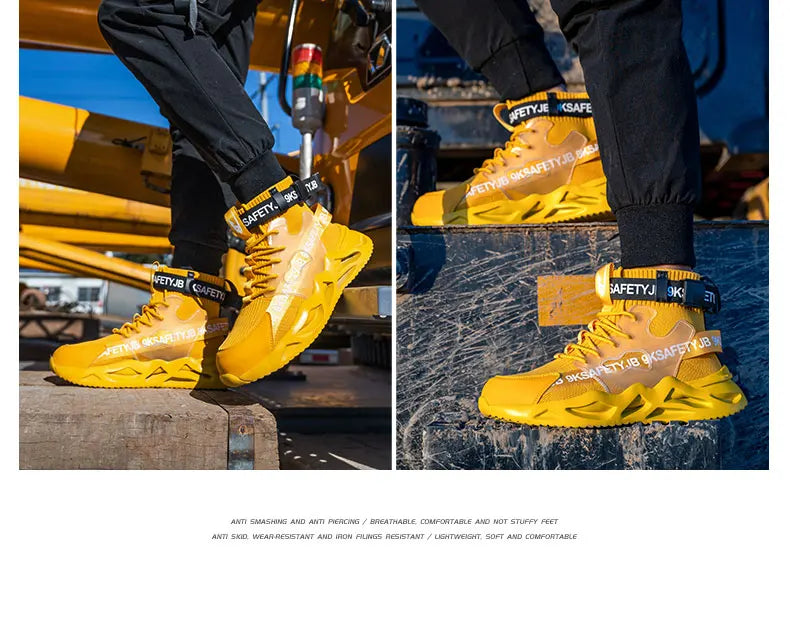 Steel Toe Safety Shoes Men Women Work Safety Boots Lightweight Breathable Comfortable Industrial Construction Sneakers Men Boots