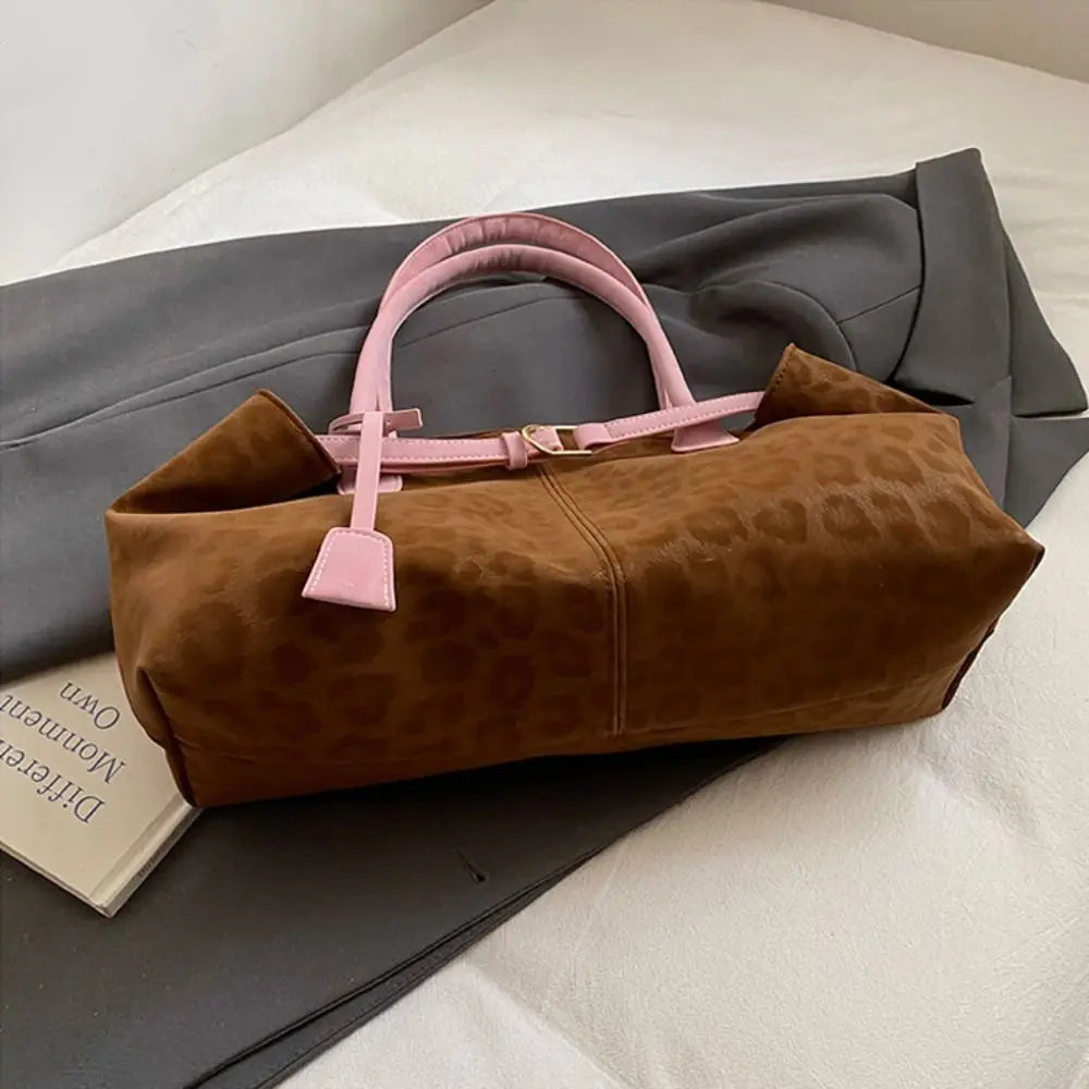 Trendy PU Leopard Print Tote Bag Large Capacity Casual Women&