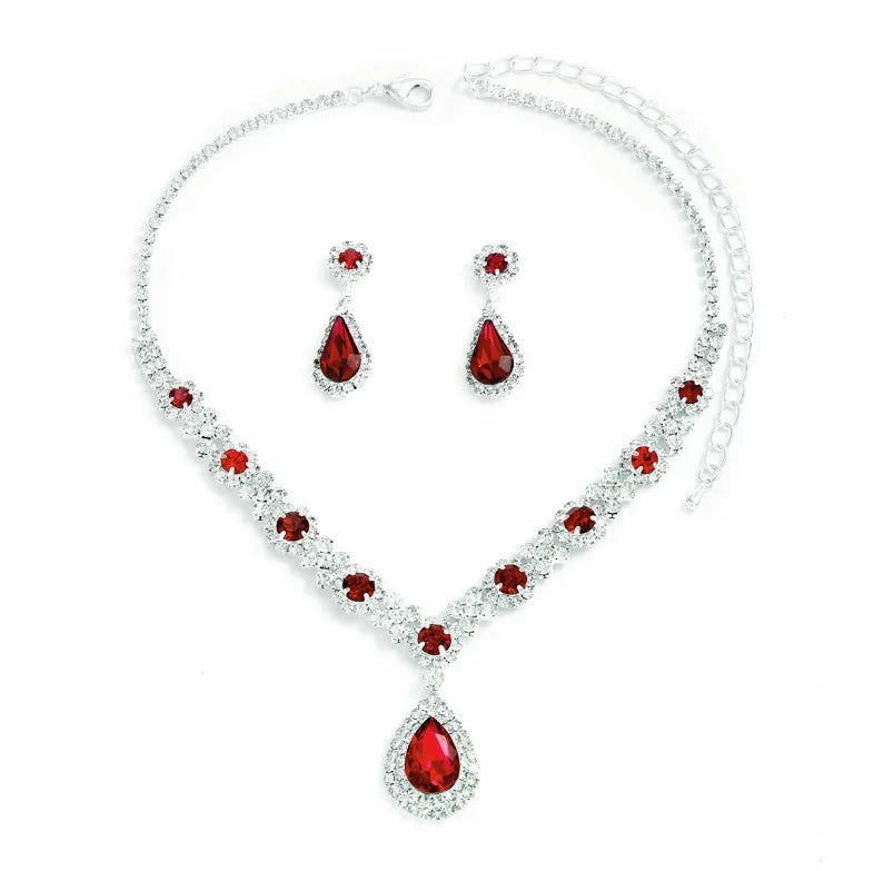 Crisluv™ Bridal Crystal Droplet Necklace &amp; Earrings Set – 3-Piece Elegant Design