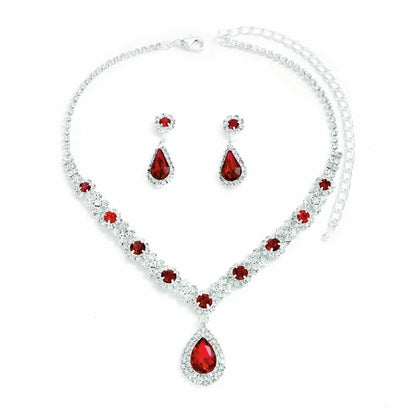 Crisluv™ Bridal Crystal Droplet Necklace &amp; Earrings Set – 3-Piece Elegant Design