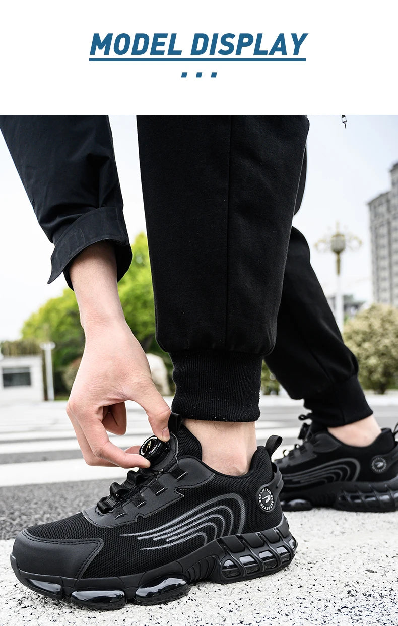 Rotating Button Unisex Safety Shoes Men For Work Sneakers Shoes Puncture-Proof Protective Women Shoes Steel Toe Work footwear