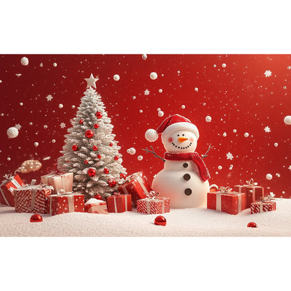 Christmas Decoration 2025 Photography Background Christmas Tree Snowman Photo Background Xmas Party Supplies Home Wall Banner