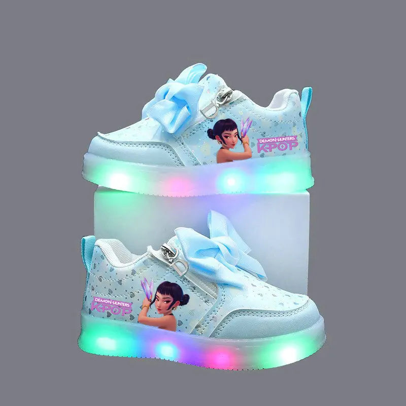 Kpop Demon Hunters Shoes For Kids Children LED Sneakers Baby Toddler Shoes 1-6 Y Anime Huntrix Luminous Sport Shoes Size 21-30