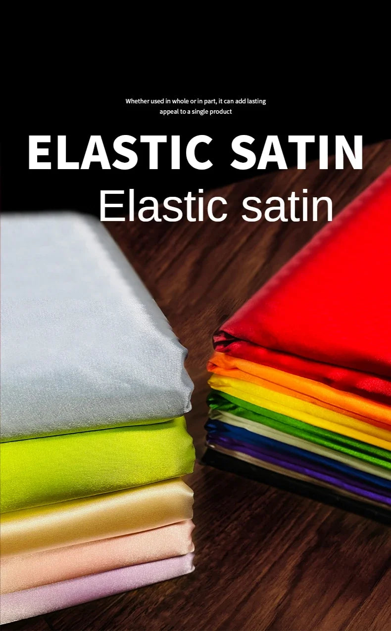 Stretch Satin Fabric By The Meter for Cheongsam Hanfu Dresses Sewing Plain Soft Skin-friendly High-density Cloth Thin Breathable