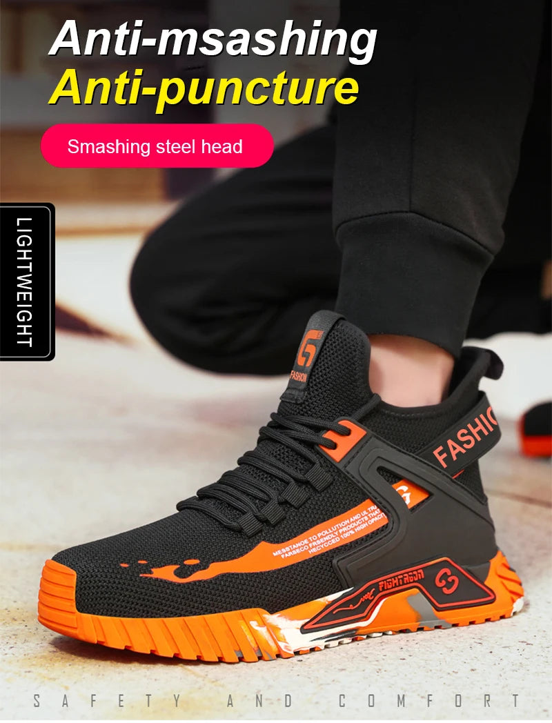High Top Man Boots Safety Protective Shoes Steel Toe Work Shoes Men Anti-puncture Safety Shoes Men Women Work Safety Boots