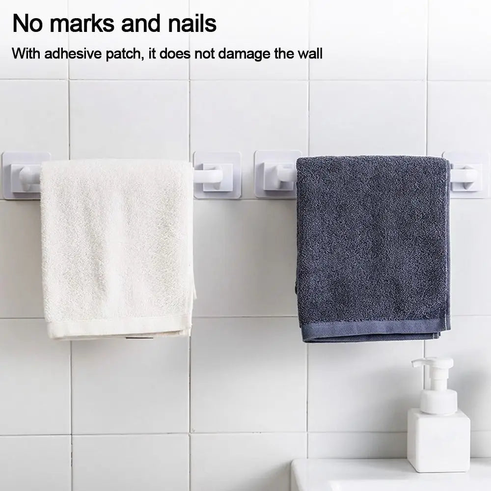 Kitchen Bathroom Wall Bath Towel Holder Rail Rack Portable Self Adhesive Towel Rod Bar Useful Household Gadget