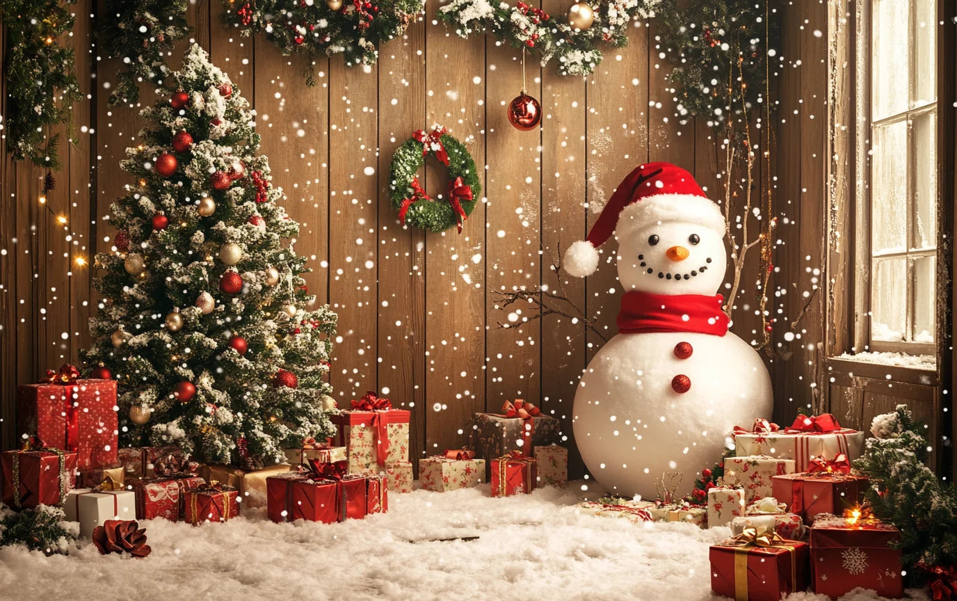 Christmas Decoration 2025 Photography Background Christmas Tree Snowman Photo Background Xmas Party Supplies Home Wall Banner