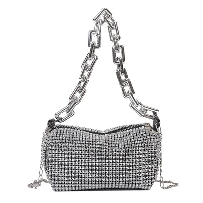 Allover Rhinestone Bucket Bag, Glitter Chain Prom Purse, Women&