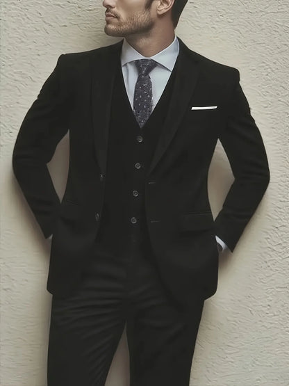Men’s 3-Piece Suit Set – Jacket, Vest &amp; Pants for Weddings &amp; Formal Events