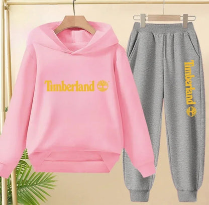 Enfants automne printemps tendance lettre imprimer 2 pièces sweat à capuche + pantalon survêtements 2-13 ans garçons filles tenu