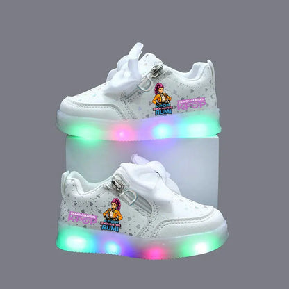 Kpop Demon Hunters Shoes For Kids Children LED Sneakers Baby Toddler Shoes 1-6 Y Anime Huntrix Luminous Sport Shoes Size 21-30