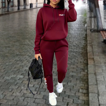 Crisluvᵀᴹ Women’s Winter Hooded Tracksuit 2-Piece Jogger Set Designer