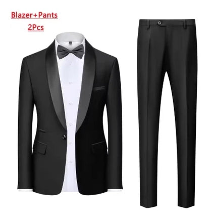 Men’s 3-Piece Slim Fit Suit – Blazer, Vest &amp; Pants for Wedding &amp; Party
