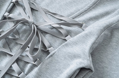 Crisluvᵀᴹ Women’s Y2K Lace-Up V-Neck Cropped Long Sleeve Top