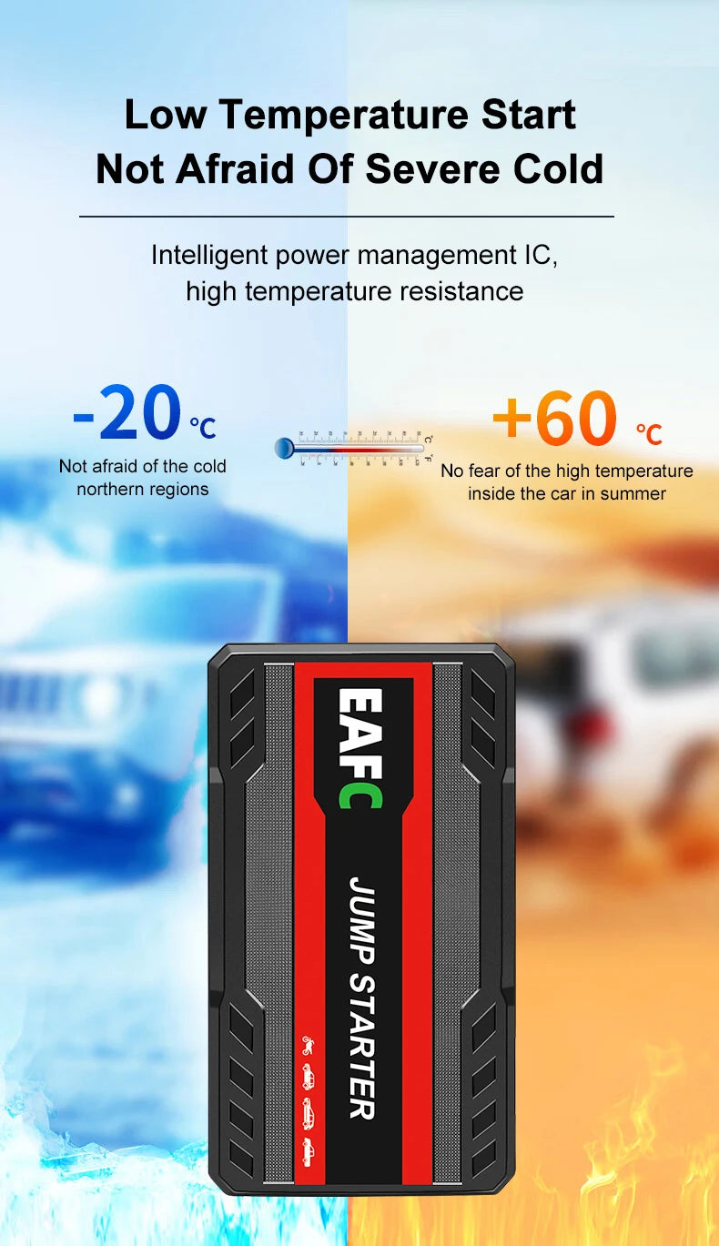 EAFC Car Jump Starter Power Bank Car Battery Starter 600A12V Auto Starting Device with LED Light For Auto Battery Booster Buster