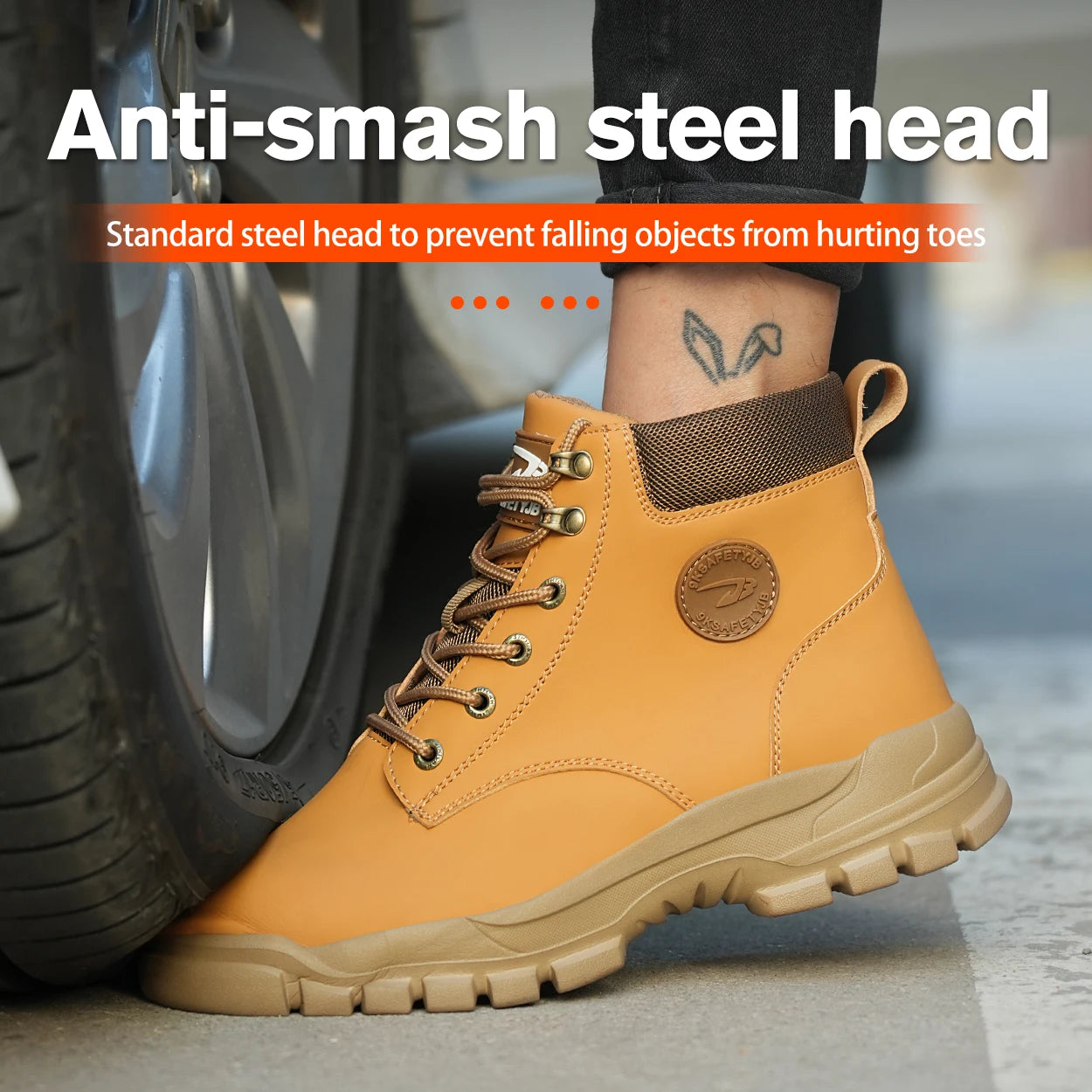 High-top PU anti-smash anti-puncture breathable safety shoes