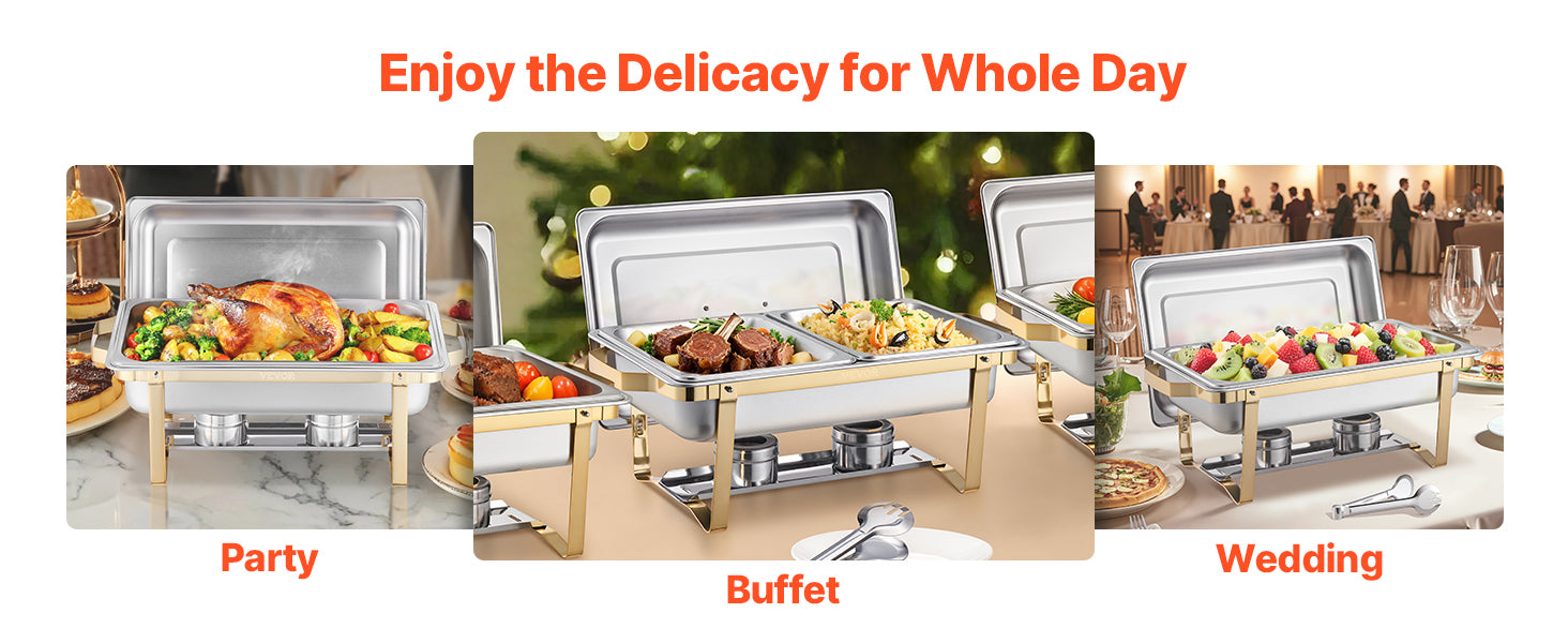 8 Qt Stainless Steel Chafing Dish Set 4-Pack