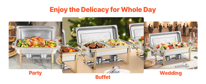 8 Qt Stainless Steel Chafing Dish Set 4-Pack