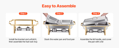 8 Qt Stainless Steel Chafing Dish Set 4-Pack